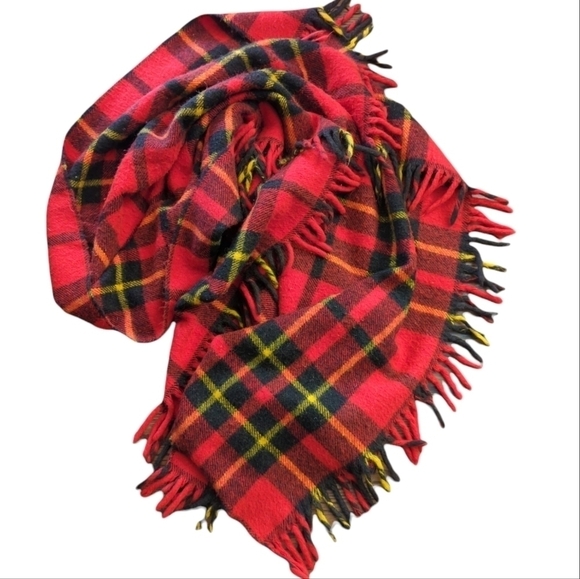 Faribo Vintage red plaid throw  Fluff Loomed square tartan Plaid Stadium blanket - Picture 8 of 9